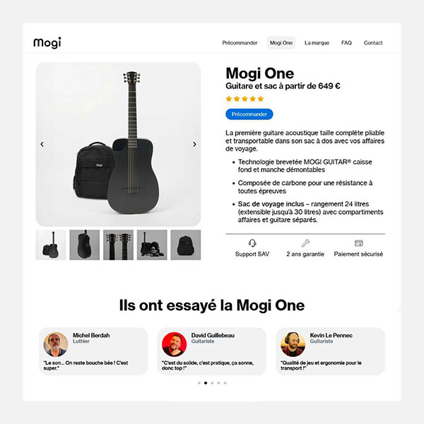 Création site web Mogi Guitar